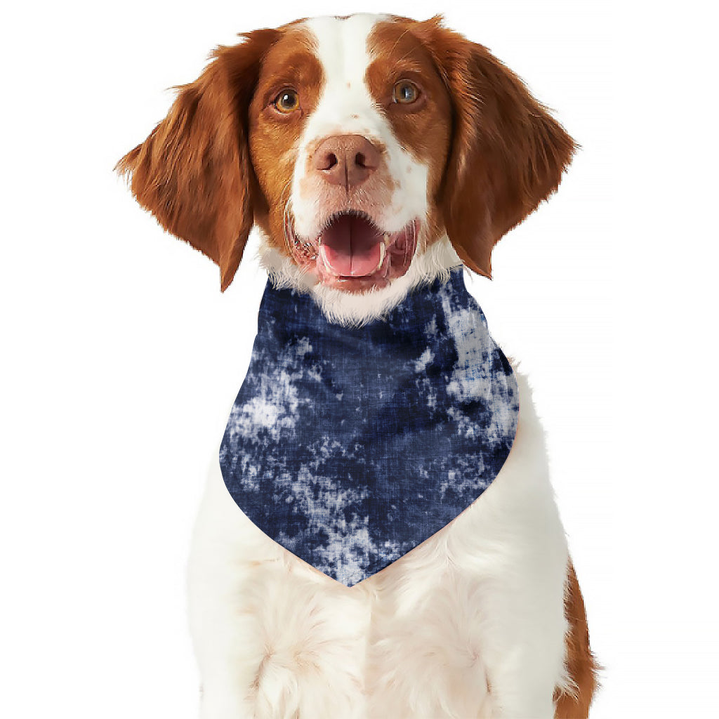 Blue And White Acid Wash Tie Dye Print Dog Bandana