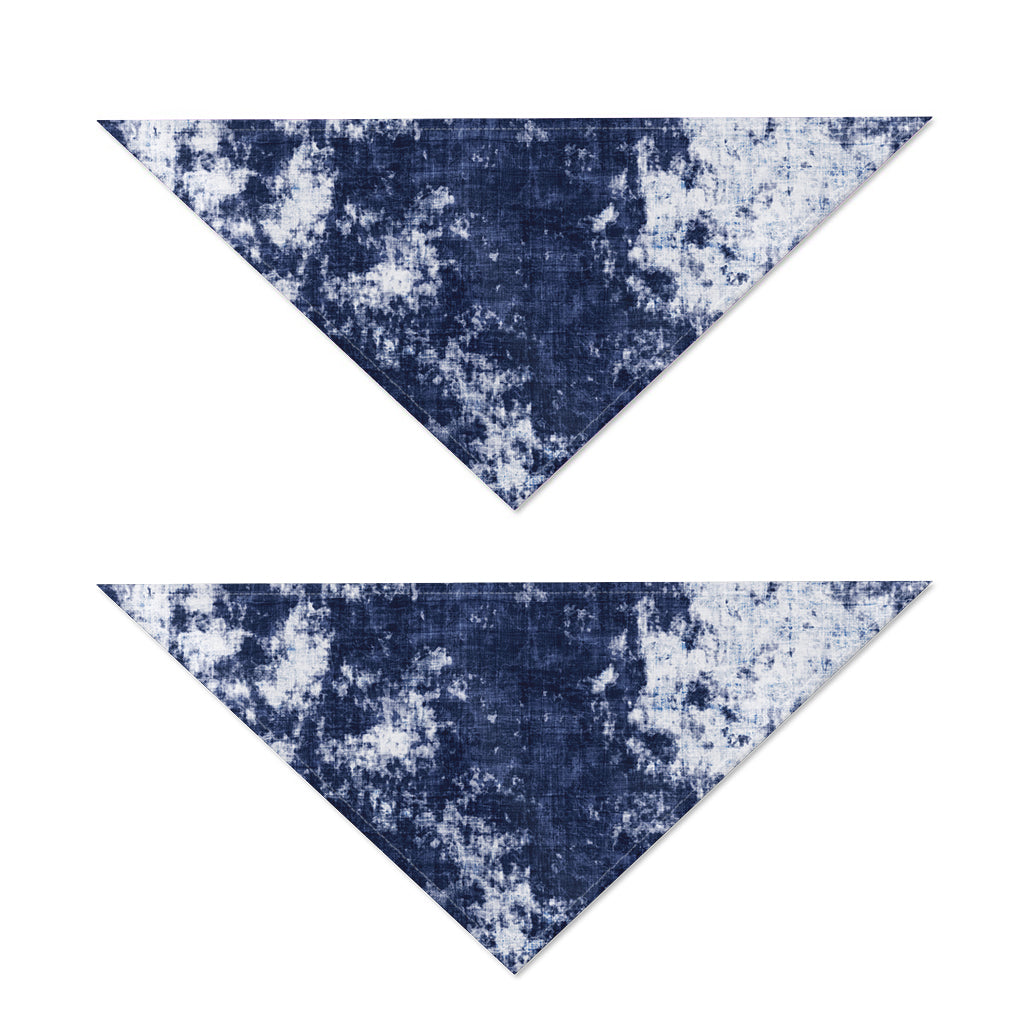Blue And White Acid Wash Tie Dye Print Dog Bandana