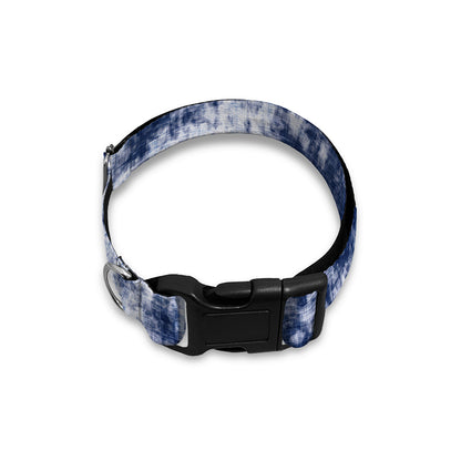 Blue And White Acid Wash Tie Dye Print Dog Collar