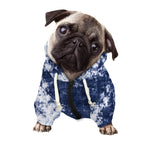 Blue And White Acid Wash Tie Dye Print Dog Zip Up Hoodie