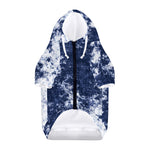 Blue And White Acid Wash Tie Dye Print Dog Zip Up Hoodie