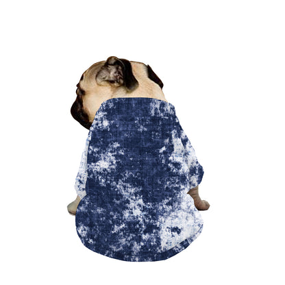 Blue And White Acid Wash Tie Dye Print Dog Zip Up Jacket