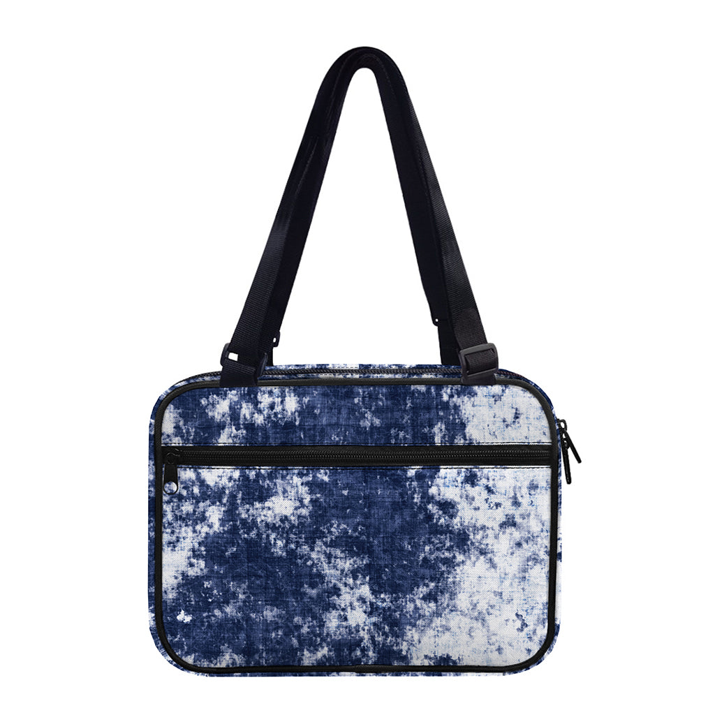 Blue And White Acid Wash Tie Dye Print Double Strap Bible Bag
