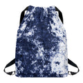 Blue And White Acid Wash Tie Dye Print Drawstring Backpack