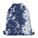 Blue And White Acid Wash Tie Dye Print Drawstring Bag