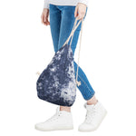 Blue And White Acid Wash Tie Dye Print Drawstring Bag