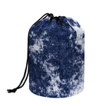 Blue And White Acid Wash Tie Dye Print Drawstring Makeup Bag
