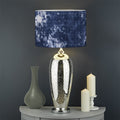 Blue And White Acid Wash Tie Dye Print Drum Lamp Shade