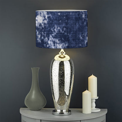 Blue And White Acid Wash Tie Dye Print Drum Lamp Shade