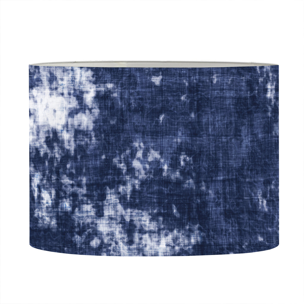 Blue And White Acid Wash Tie Dye Print Drum Lamp Shade