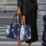 Blue And White Acid Wash Tie Dye Print Duffle Bag