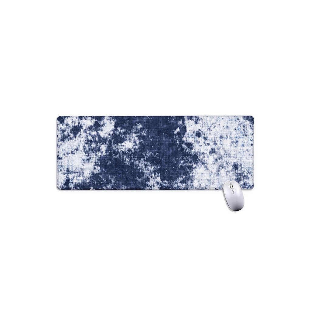Blue And White Acid Wash Tie Dye Print Extended Mouse Pad
