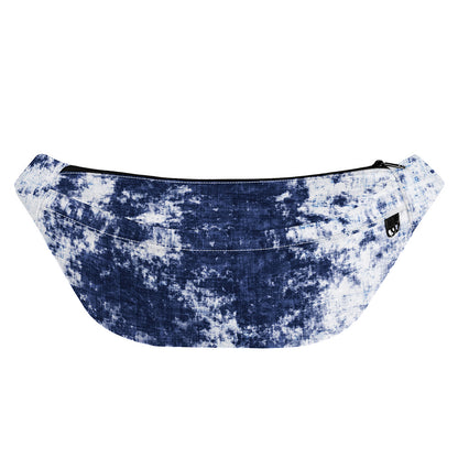 Blue And White Acid Wash Tie Dye Print Fanny Pack