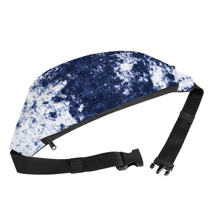 Blue And White Acid Wash Tie Dye Print Fanny Pack