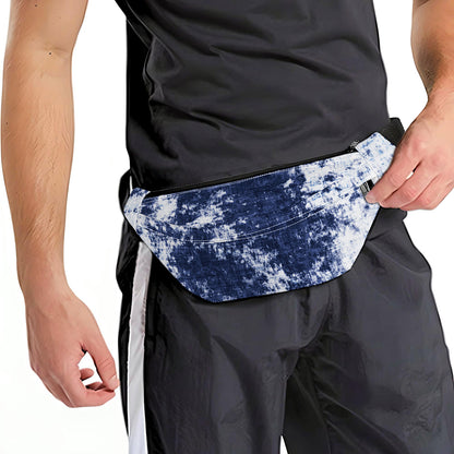 Blue And White Acid Wash Tie Dye Print Fanny Pack