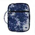 Blue And White Acid Wash Tie Dye Print Front Pocket Bible Bag