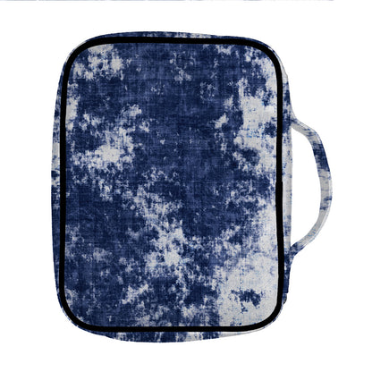 Blue And White Acid Wash Tie Dye Print Front Pocket Bible Bag