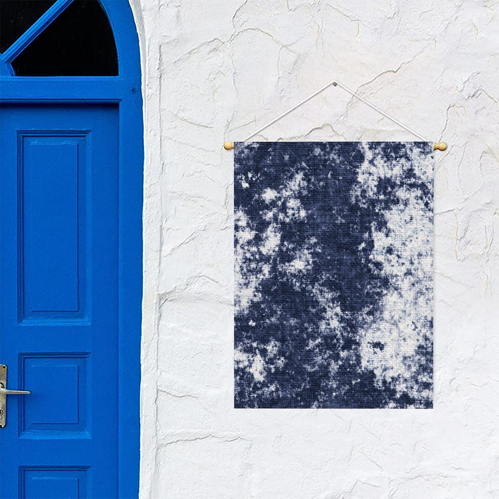 Blue And White Acid Wash Tie Dye Print Garden Flag