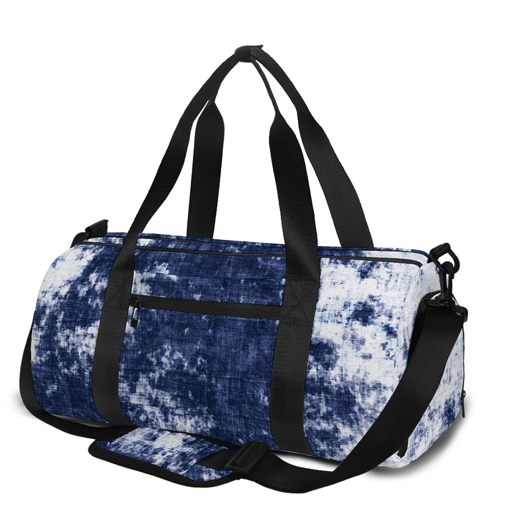 Blue And White Acid Wash Tie Dye Print Gym Bag