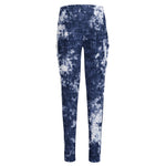 Blue And White Acid Wash Tie Dye Print High-Waisted Pocket Leggings