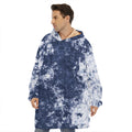 Blue And White Acid Wash Tie Dye Print Hoodie Blanket