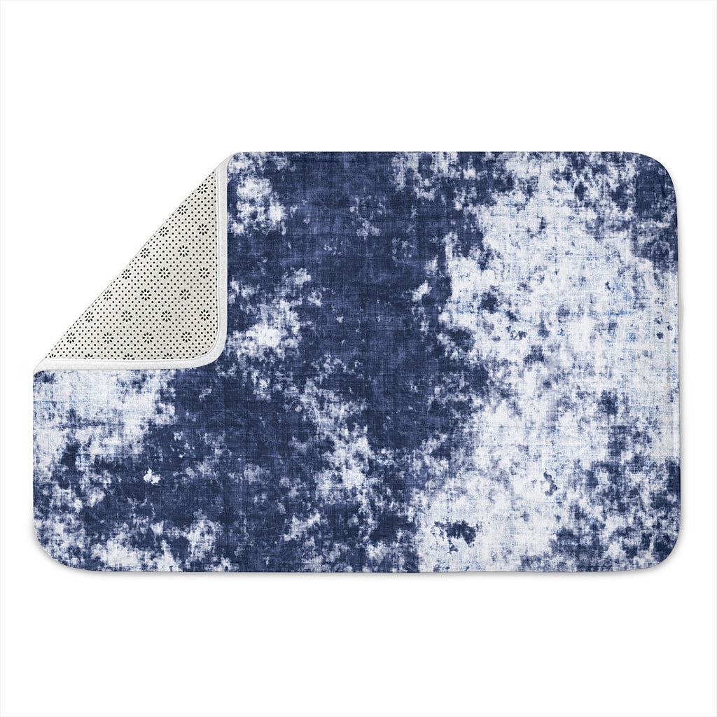 Blue And White Acid Wash Tie Dye Print Indoor Door Mat