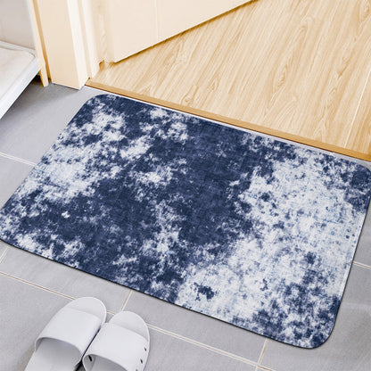 Blue And White Acid Wash Tie Dye Print Indoor Door Mat
