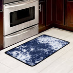 Blue And White Acid Wash Tie Dye Print Kitchen Mat