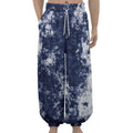 Blue And White Acid Wash Tie Dye Print Lantern Pants