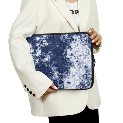 Blue And White Acid Wash Tie Dye Print Laptop Sleeve