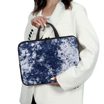 Blue And White Acid Wash Tie Dye Print Laptop Sleeve With Handle