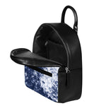 Blue And White Acid Wash Tie Dye Print Leather Backpack