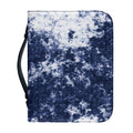 Blue And White Acid Wash Tie Dye Print Leather Bible Cover