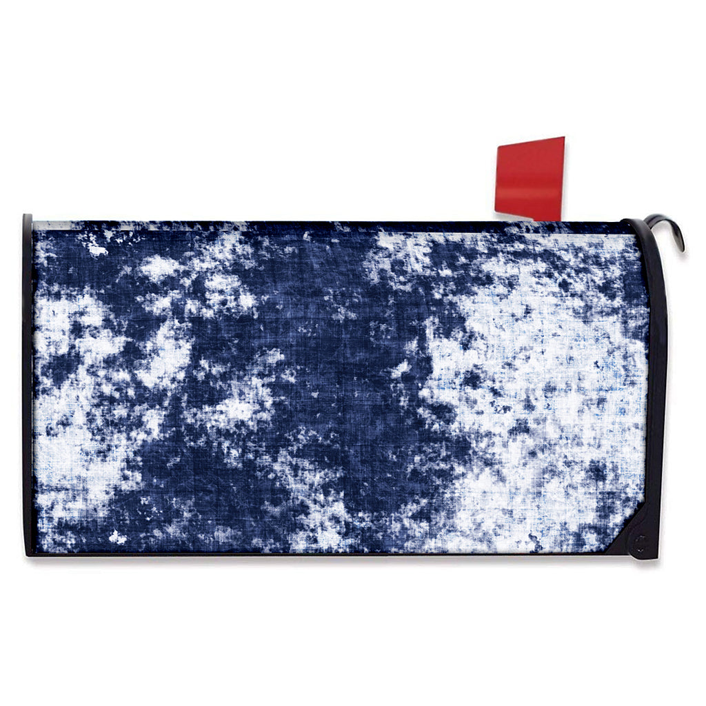 Blue And White Acid Wash Tie Dye Print Mailbox Cover