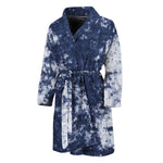 Blue And White Acid Wash Tie Dye Print Men's Bathrobe