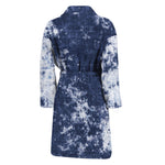 Blue And White Acid Wash Tie Dye Print Men's Bathrobe