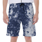 Blue And White Acid Wash Tie Dye Print Men's Beach Shorts