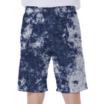 Blue And White Acid Wash Tie Dye Print Men's Beach Shorts