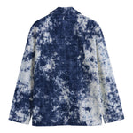 Blue And White Acid Wash Tie Dye Print Men's Blazer