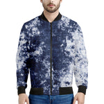 Blue And White Acid Wash Tie Dye Print Men's Bomber Jacket