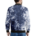 Blue And White Acid Wash Tie Dye Print Men's Bomber Jacket