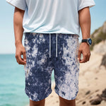 Blue And White Acid Wash Tie Dye Print Men's Cargo Shorts