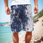 Blue And White Acid Wash Tie Dye Print Men's Cargo Shorts
