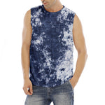 Blue And White Acid Wash Tie Dye Print Men's Fitness Tank Top