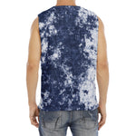 Blue And White Acid Wash Tie Dye Print Men's Fitness Tank Top