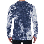 Blue And White Acid Wash Tie Dye Print Men's Long Sleeve T-Shirt