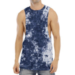 Blue And White Acid Wash Tie Dye Print Men's Muscle Tank Top