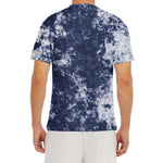 Blue And White Acid Wash Tie Dye Print Men's Short Sleeve Rash Guard