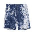 Blue And White Acid Wash Tie Dye Print Men's Athletic Shorts