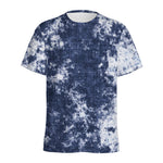 Blue And White Acid Wash Tie Dye Print Men's Sports T-Shirt